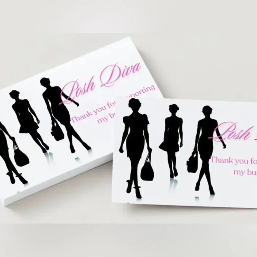 30 Pcs Diva Thank You Business Cards – Boutique Graphic Insert Cards